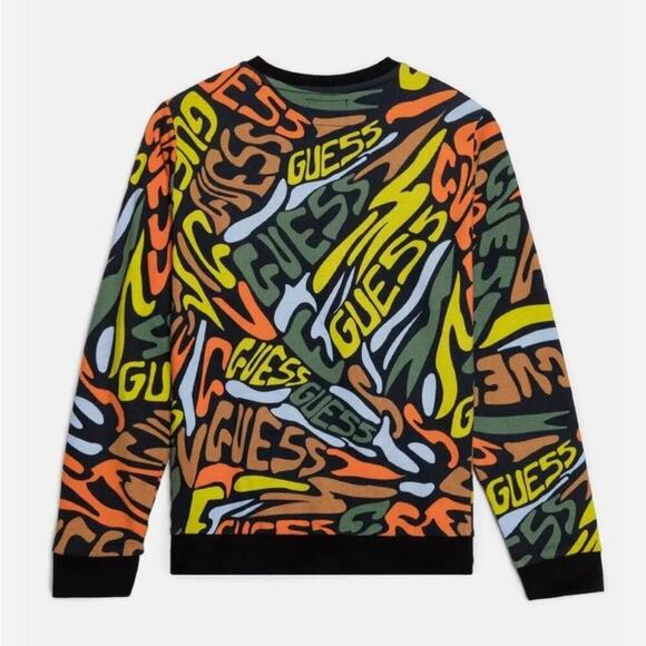 Guess Multicolor Graffiti Crew Neck Terry Sweatshirt sweater size 10 - Picture 5 of 11